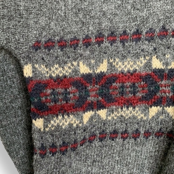 Vintage Eddie Bauer Wool Sweater XXL 90s Fair Isle V Neck Grandpa Pullover - Picture 10 of 12